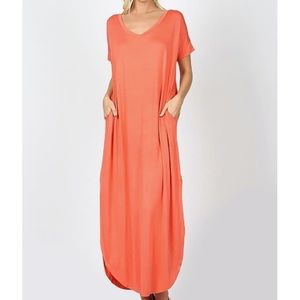 Zenana viscose side slit maxi dress size L NWOT